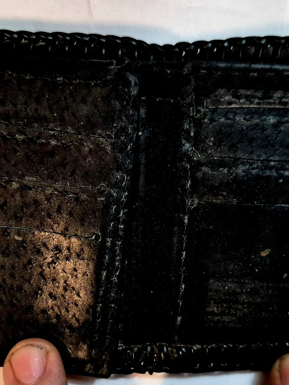 Green Snakeskin Bifold Wallet Ombre Python Pattern Whipstitch Edge
